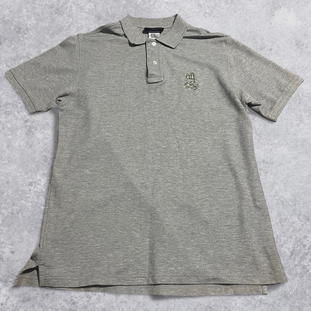 Psycho Bunny Pima Cotton Embroidered Gray Short Sleeve Polo Shirt Mens Large